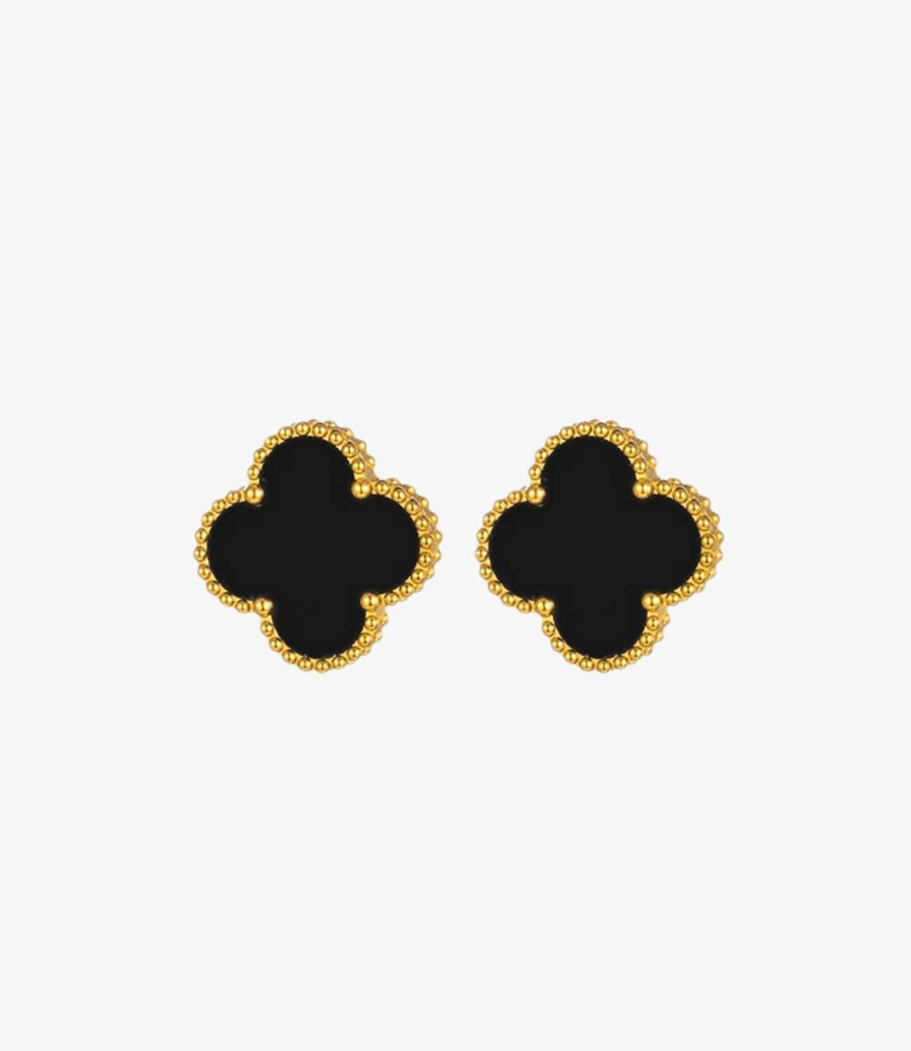 Lucky Leaf Studs Black