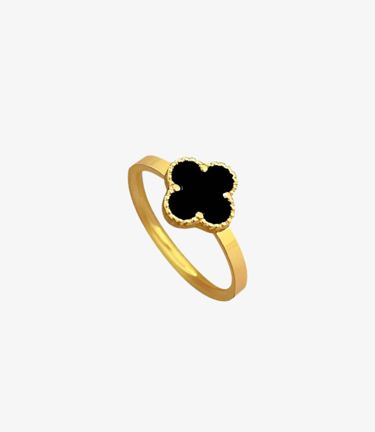 Lucky Leaf Ring Black