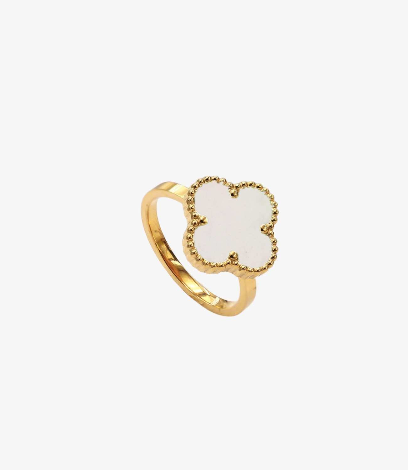 Lucky Leaf Ring White